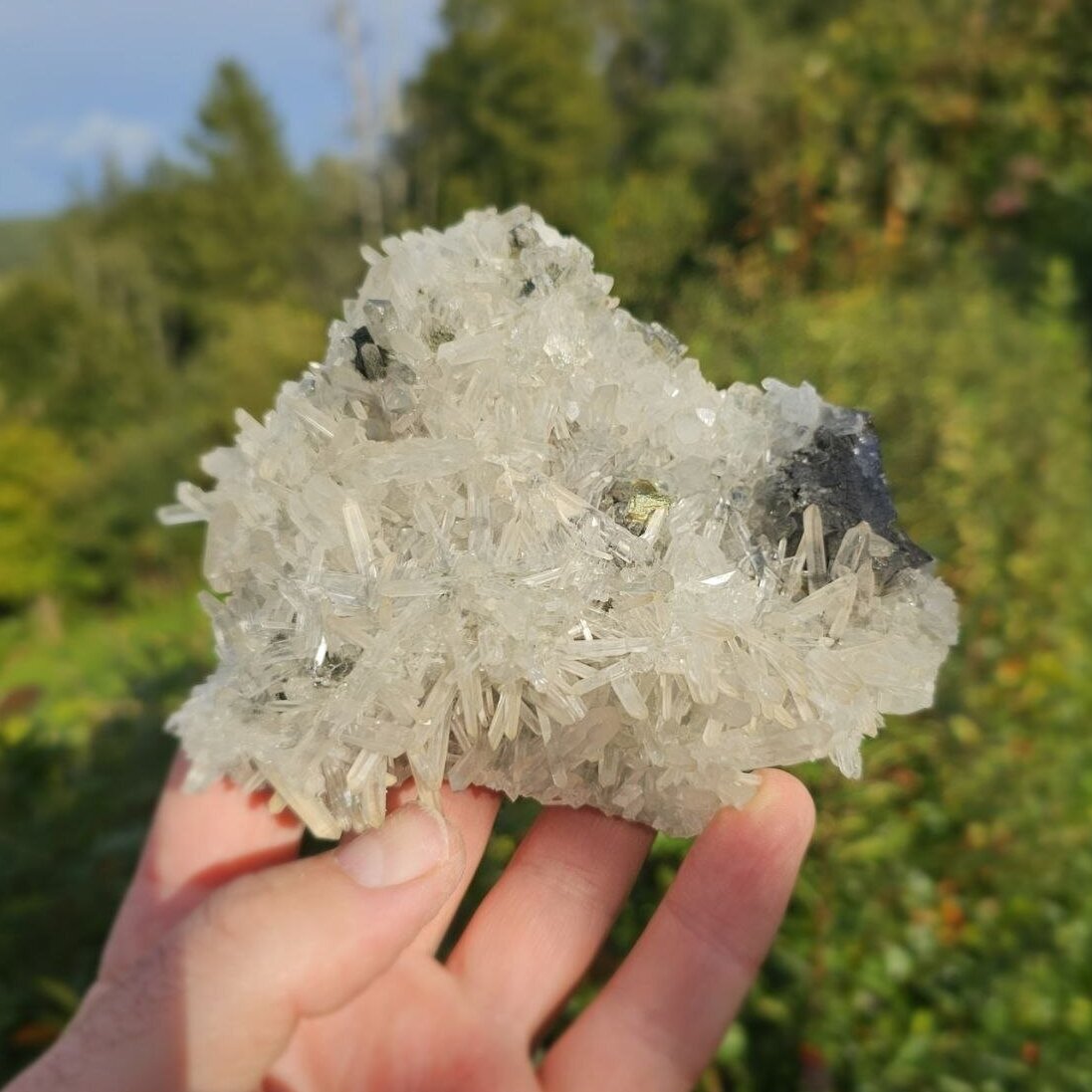 Kalnų krištolo drūza su piritu