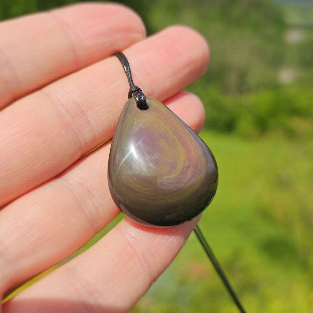 Vaivorykštinio obsidiano pakabukas 2